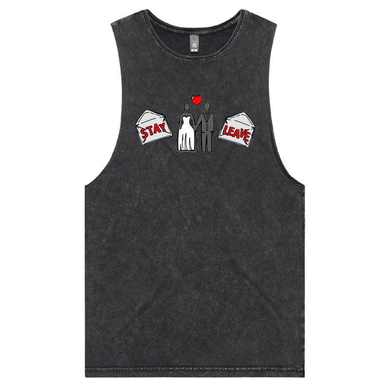 S / Black / Large Front Design Stay or Leave? 💌💔 – Tank