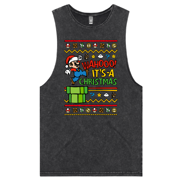 S / Black / Large Front Design Super Christmas 🍄🎅 - Tank