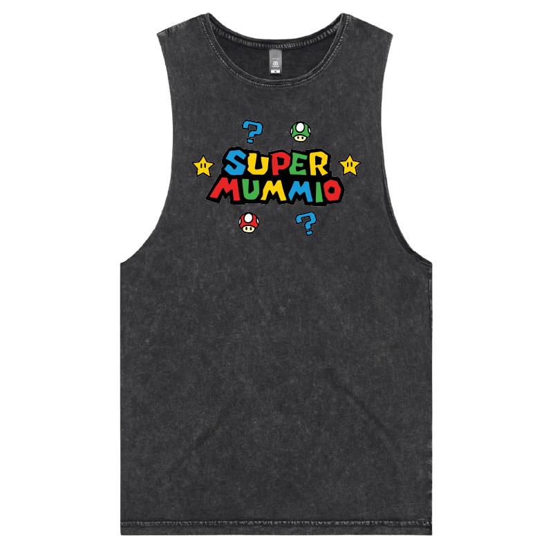 S / Black / Large Front Design Super Mummio ⭐🍄 – Tank