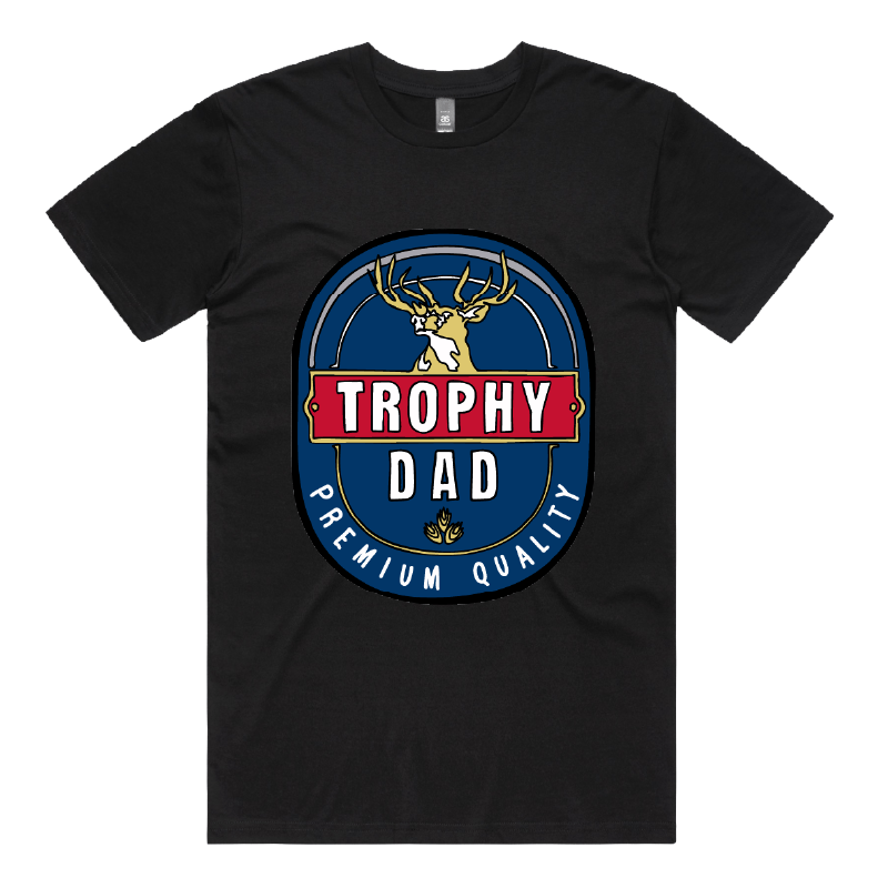 S / Black / Large Front Design Trophy Dad 2heys 🍺🏆 – Men's T Shirt