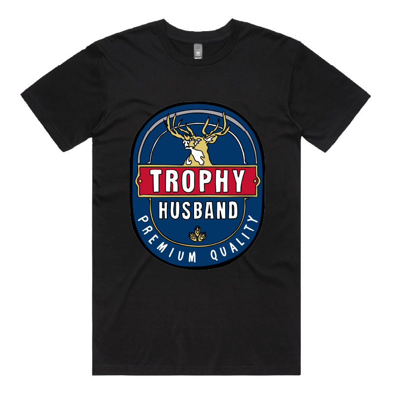 S / Black / Large Front Design Trophy Husband 2heys 🍺🏆 – Men's T Shirt