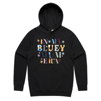 S / Black / Large Front Print Bluey Mum Era – Unisex Hoodie