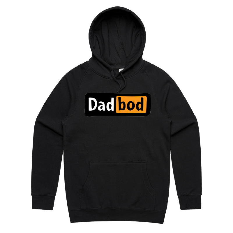 S / Black / Large Front Print DadBod Logo 💻🧻 – Unisex Hoodie