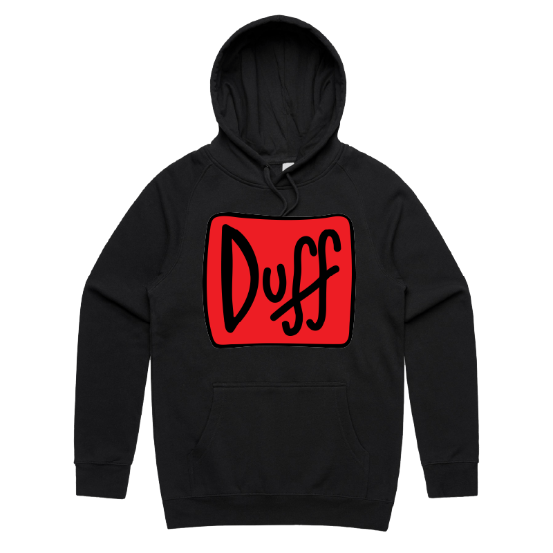 S / Black / Large Front Print Duff 👨‍🦲🍻 - Unisex Hoodie