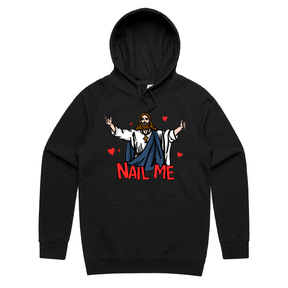 S / Black / Large Front Print Nail Me 🙏🔨 – Unisex Hoodie