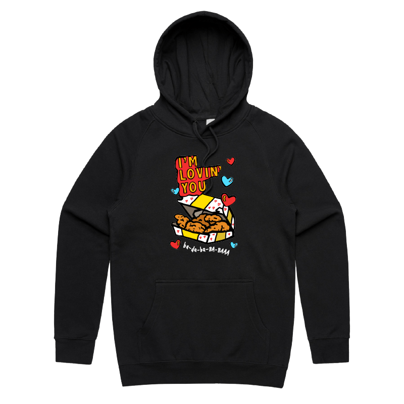 S / Black / Large Front Print Nugget Love 🍗💞 – Unisex Hoodie