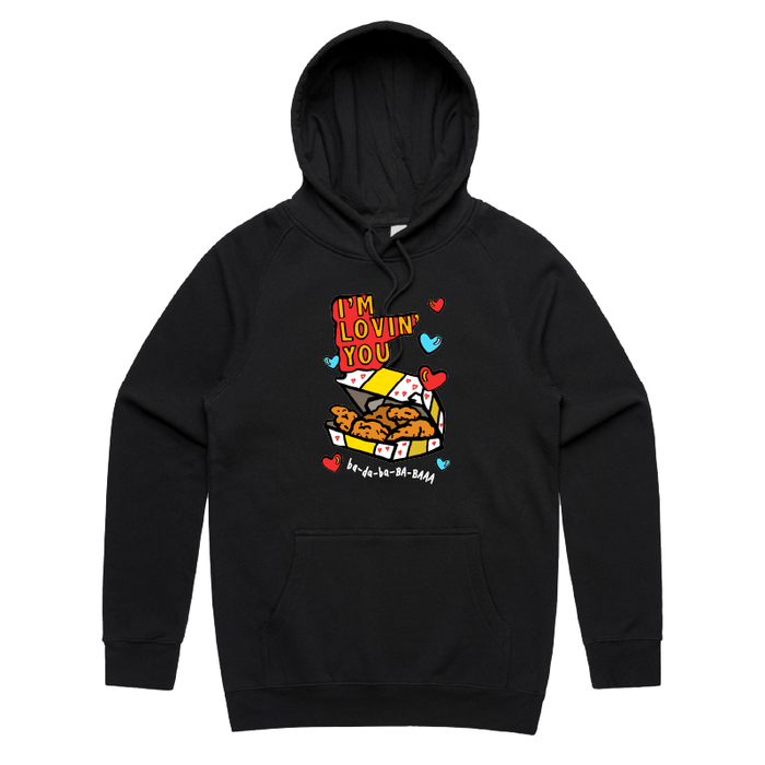 S / Black / Large Front Print Nugget Love 🍗💞 – Unisex Hoodie