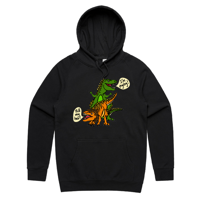 S / Black / Large Front Print Pull My Hair 🦖🦕 – Unisex Hoodie