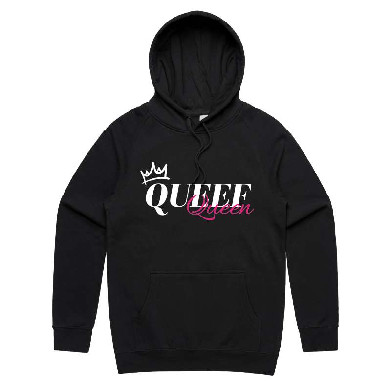 S / Black / Large Front Print Queef Queen 💨👑 - Unisex Hoodie