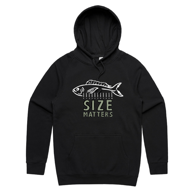 S / Black / Large Front Print Size Matters 🐟📏 – Unisex Hoodie