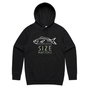 S / Black / Large Front Print Size Matters 🐟📏 – Unisex Hoodie