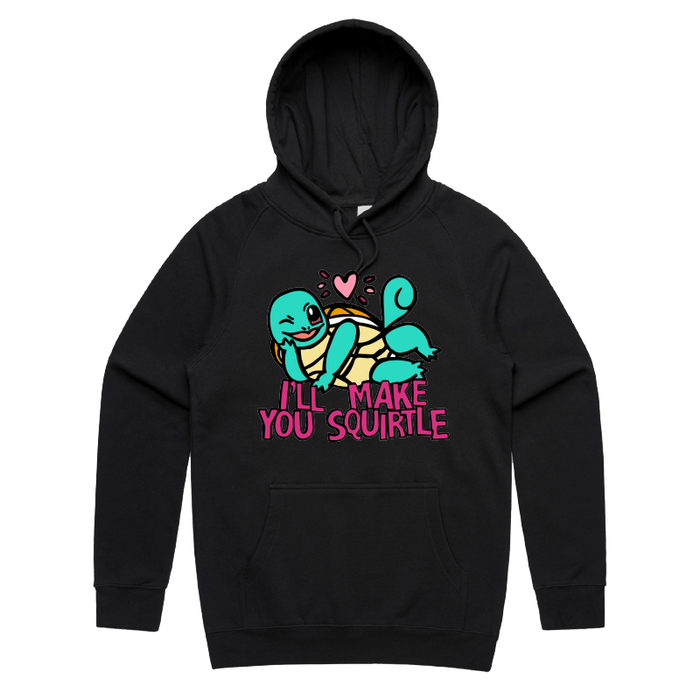 S / Black / Large Front Print Squirtle Love ❤️💦 – Unisex Hoodie