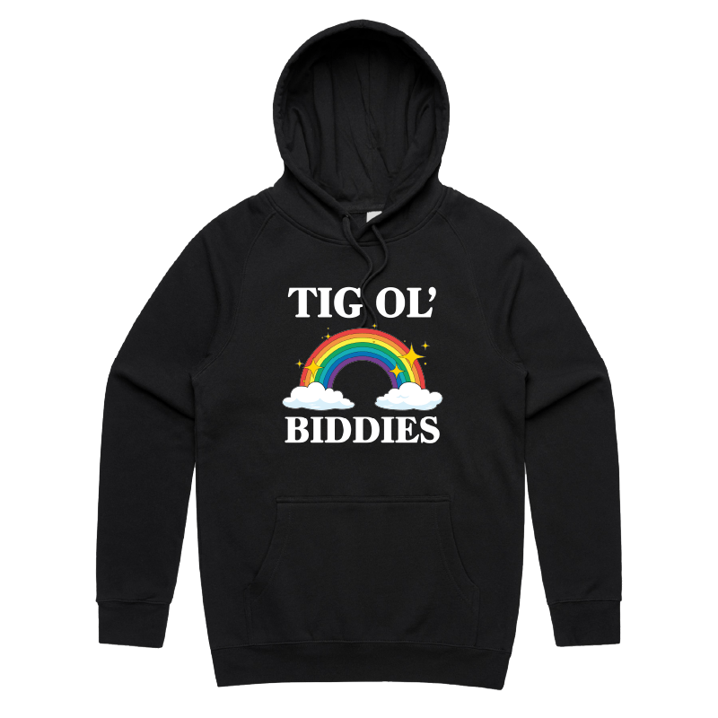 S / Black / Large Front Print Tig Ol’ Biddies 🍒🤤 - Unisex Hoodie