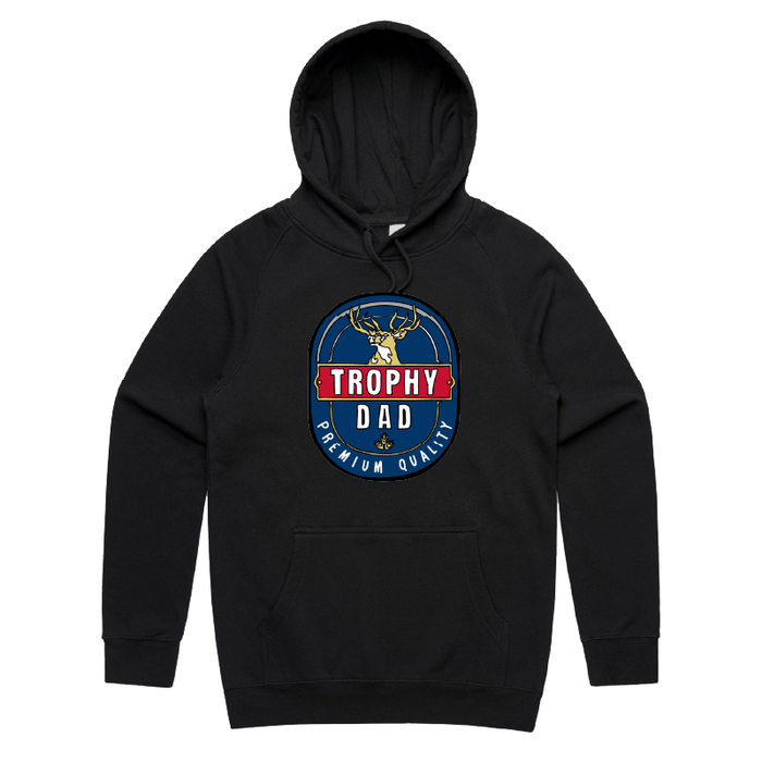 S / Black / Large Front Print Trophy Dad 2heys 🍺🏆 – Unisex Hoodie