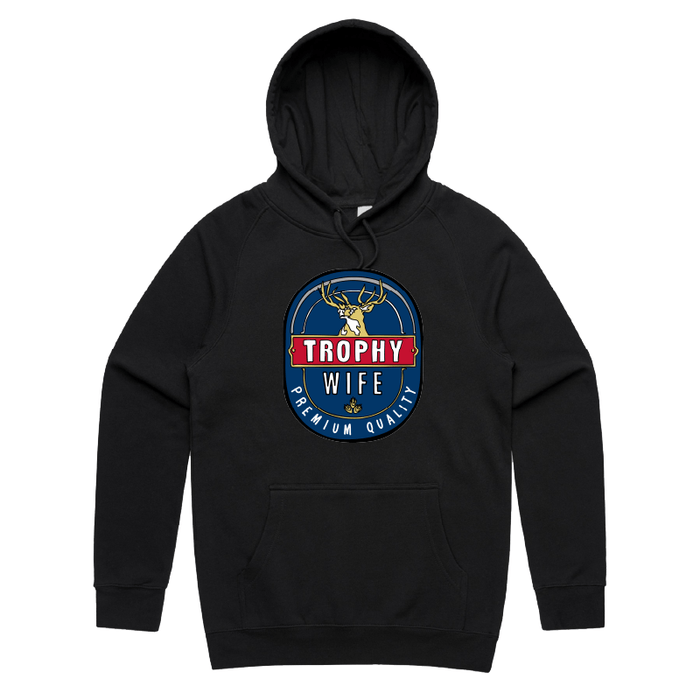 S / Black / Large Front Print Trophy Wife 2heys 🍺🏆 – Unisex Hoodie