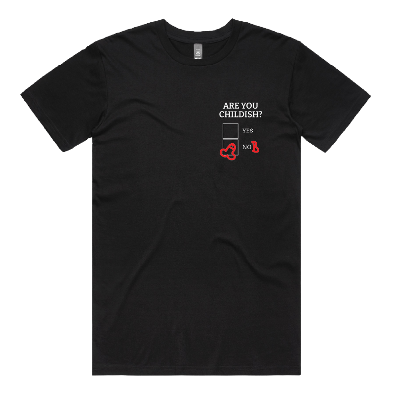 S / Black / Small Front Design Definitely Not Childish 📋🖕 - Men's T Shirt