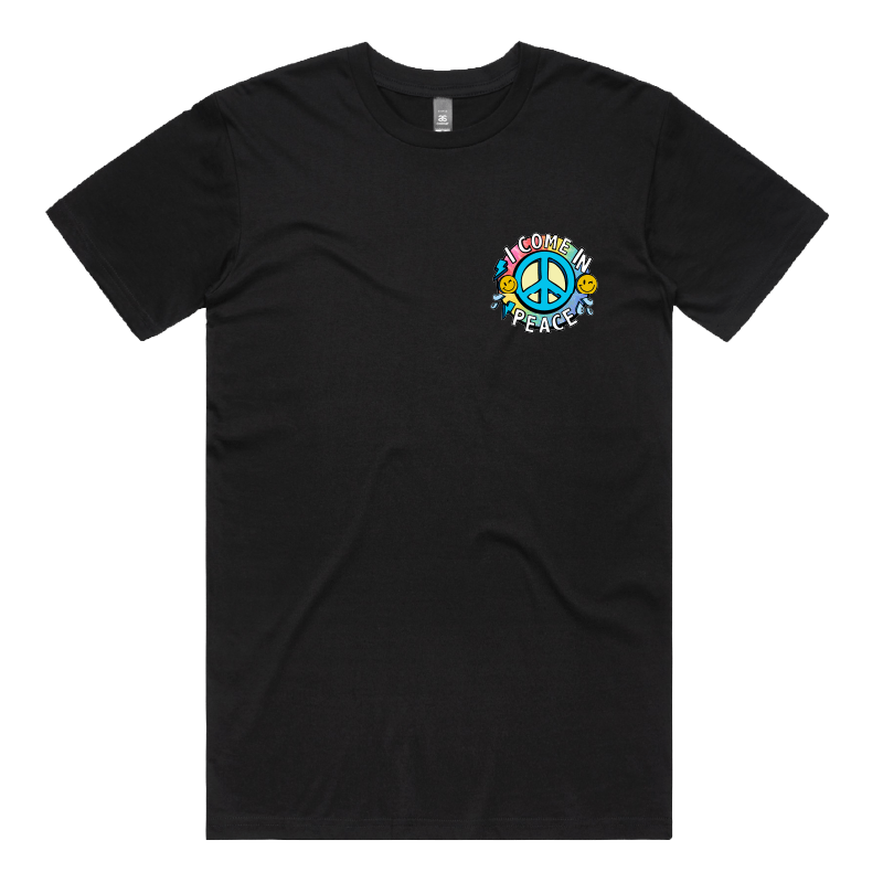 S / Black / Small Front Design I Come In Peace ☮️ – Men's T Shirt