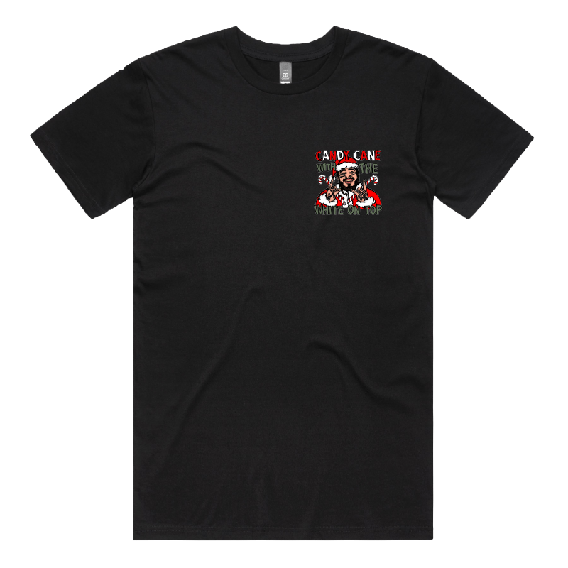 S / Black / Small Front Design Malone’s Candy Canes 🍬❄️ - Men's T Shirt