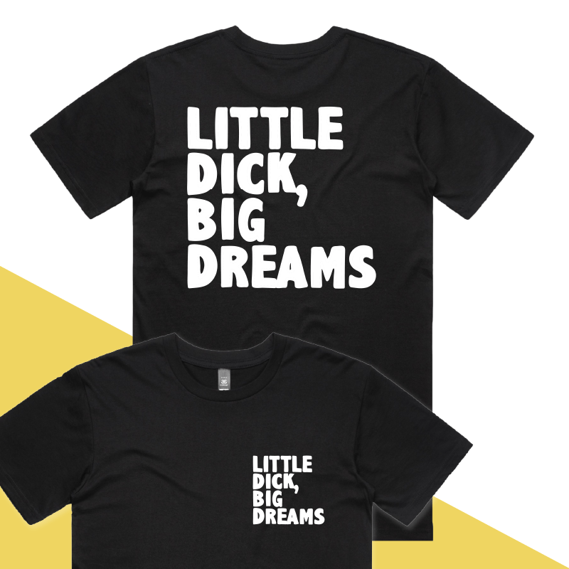 S / Black / Small Front & Large Back Design Big Dreamer 🍆💭 – Men's T Shirt