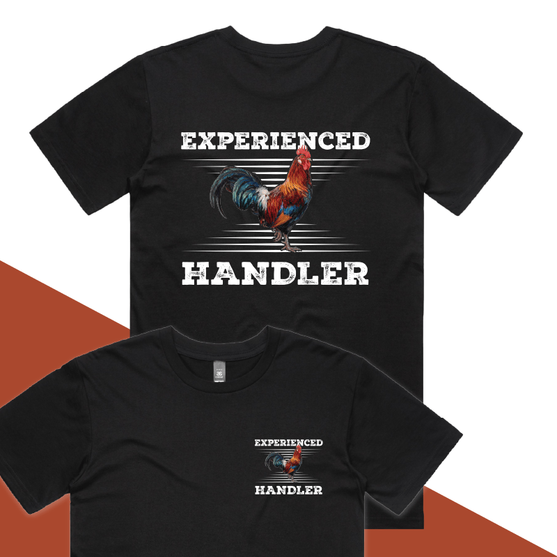S / Black / Small Front & Large Back Design Experienced 🐔 Handler - Men's T Shirt