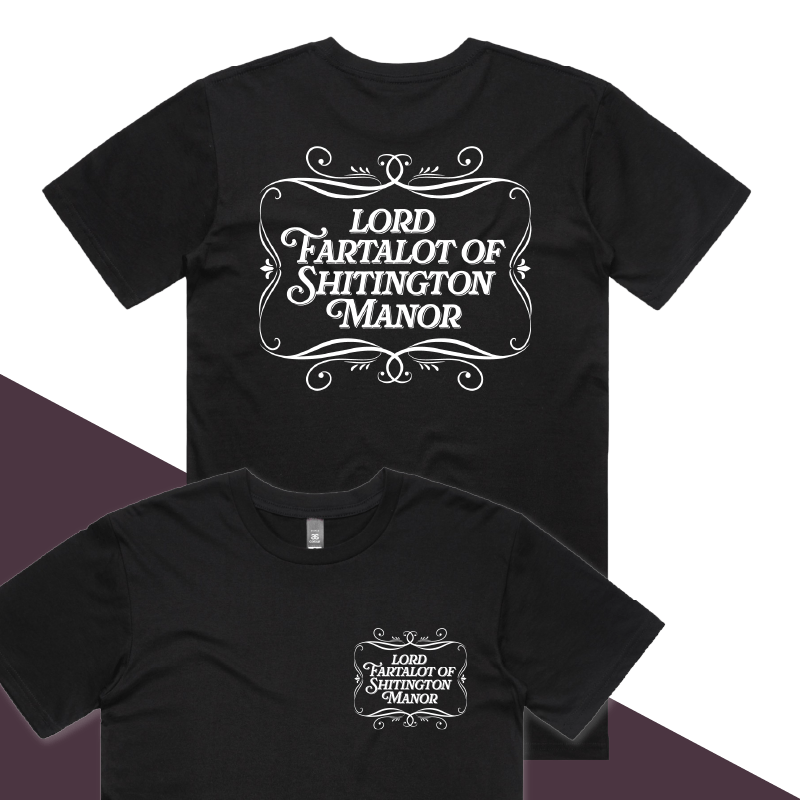 S / Black / Small Front & Large Back Design Lord Fartalot 👑💨 – Men's T Shirt