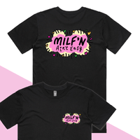 S / Black / Small Front & Large Back Design Milf'n Ain't Easy 👩🎖️ – Men's T Shirt
