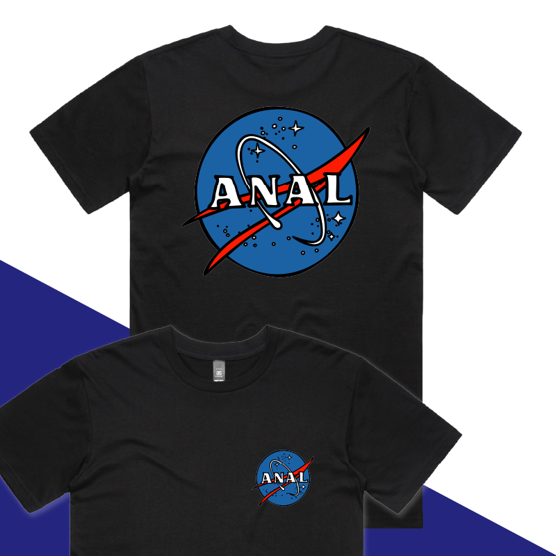 S / Black / Small Front & Large Back Design N-ASS-A 🪐 – Men's T Shirt