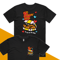 S / Black / Small Front & Large Back Design Nugget Love 🍗💞 – Men's T Shirt