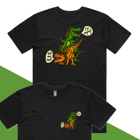 S / Black / Small Front & Large Back Design Pull My Hair 🦖🦕 – Men's T Shirt