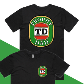 S / Black / Small Front & Large Back Design Trophy Dad Victor Bravo 🍺🏆 – Men's T Shirt