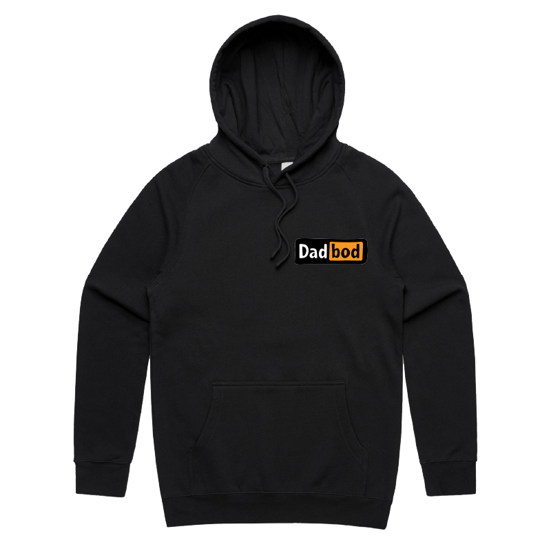 S / Black / Small Front Print DadBod Logo 💻🧻 – Unisex Hoodie