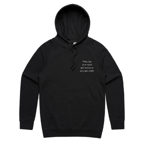 S / Black / Small Front Print Eyes Get Worse... 👓❌ – Unisex Hoodie