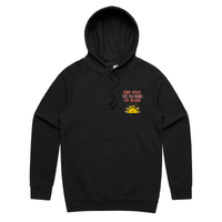 S / Black / Small Front Print Here We Go Again 🌞🥱 – Unisex Hoodie