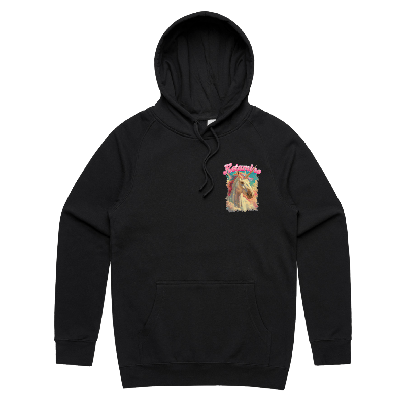 S / Black / Small Front Print Ketamine Unicorn 💉🦄 - Unisex Hoodie