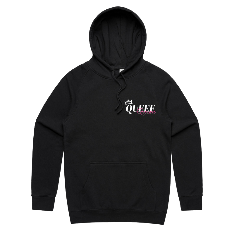 S / Black / Small Front Print Queef Queen 💨👑 - Unisex Hoodie