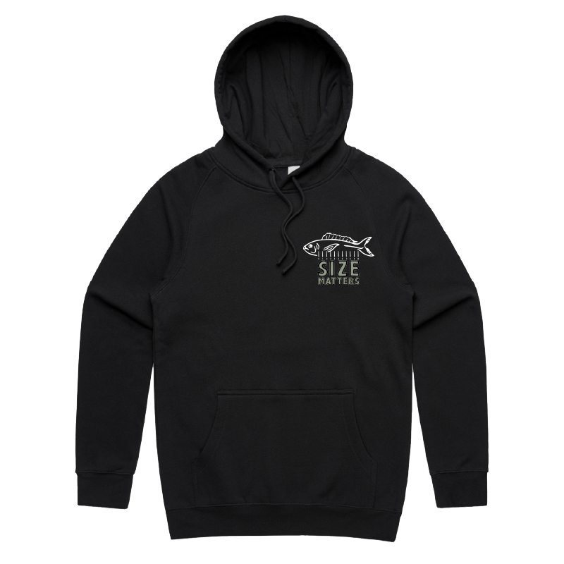 S / Black / Small Front Print Size Matters 🐟📏 – Unisex Hoodie