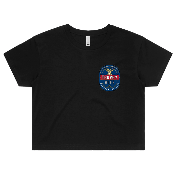 S / Black Trophy Wife 2heys 🍺🏆 – Women's Crop Top