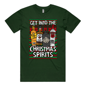 S / Green / Large Front Design Christmas Spirits 🥃 - Men's T Shirt