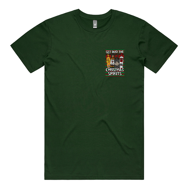 S / Green / Small Front Design Christmas Spirits 🥃 - Men's T Shirt