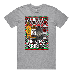 S / Grey / Large Front Design Christmas Spirits 🥃 - Men's T Shirt
