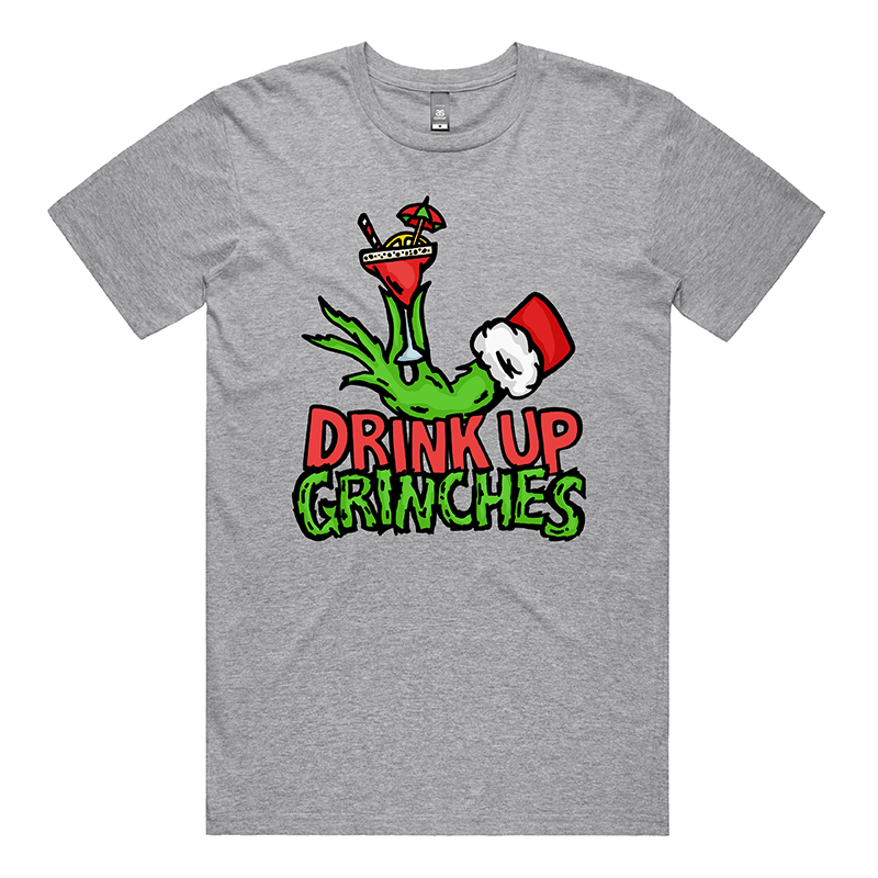 S / Grey / Large Front Design Drink Up Grinches 😈🎄 - Men's T Shirt
