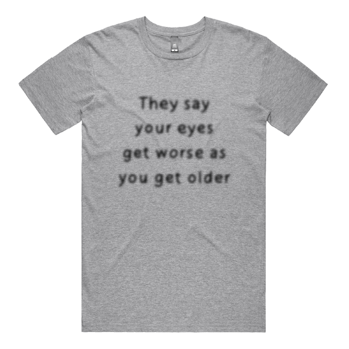S / Grey / Large Front Design Eyes Get Worse... 👓❌ – Men's T Shirt