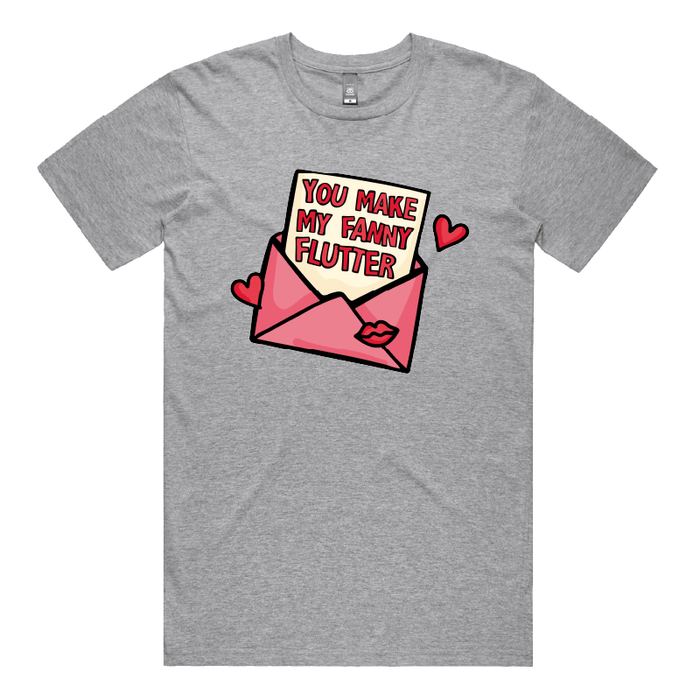 S / Grey / Large Front Design Fanny Flutter 🦋 – Men's T Shirt