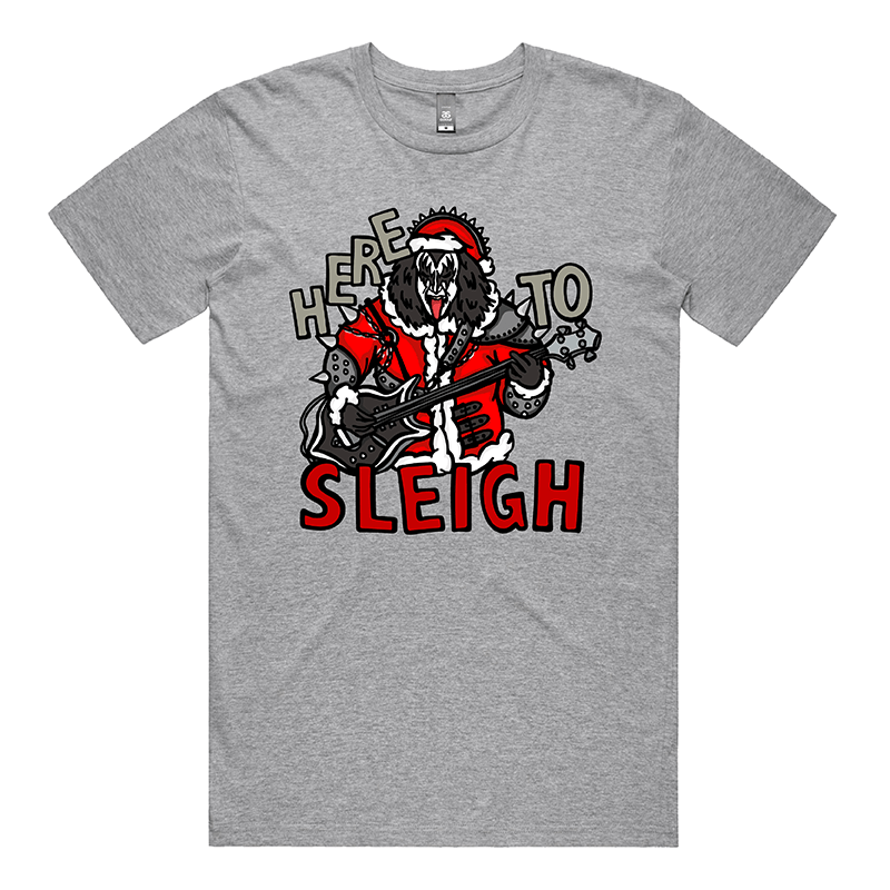 S / Grey / Large Front Design Here To Sleigh 🎅🤘 - Men's T Shirt