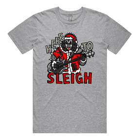 S / Grey / Large Front Design Here To Sleigh 🎅🤘 - Men's T Shirt