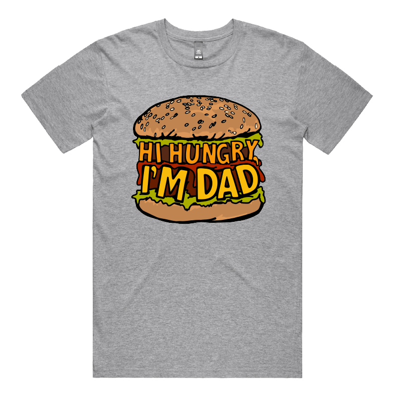 S / Grey / Large Front Design Hi Hungry, I'm Dad 🍔 - Men's T Shirt