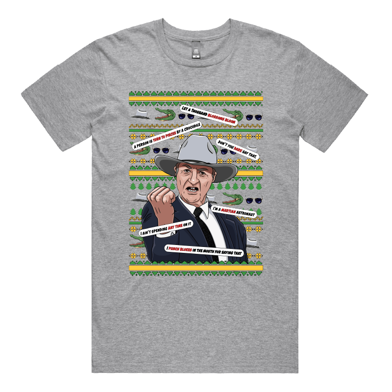 S / Grey / Large Front Design Katter's Croc-mas 🤜🐊 - Men's T Shirt