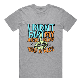S / Grey / Large Front Design Kiss From Down Under 😘💨 – Men's T Shirt