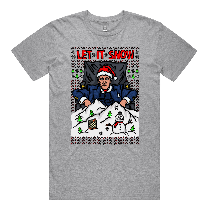 S / Grey / Large Front Design Let It Snow Scarface ❄️🤌 - Men's T Shirt