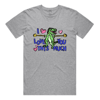 S / Grey / Large Front Design Love You This Much 🦕📏 – Men's T Shirt